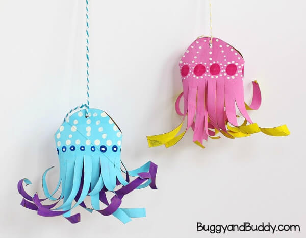 Empty Paper Towel Roll Jellyfish Art Project For Kids