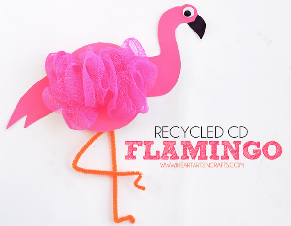 Recycled CD Flamingo Craft Idea For Kids DIY Ideas to Recycle CDs