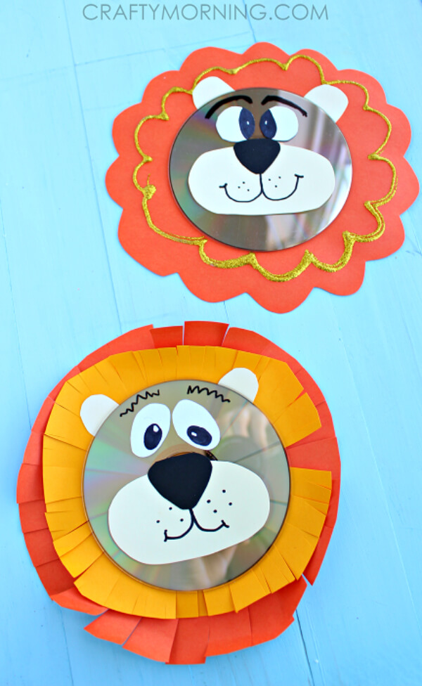 Cute Lion Craft Idea For Kids Using CDs