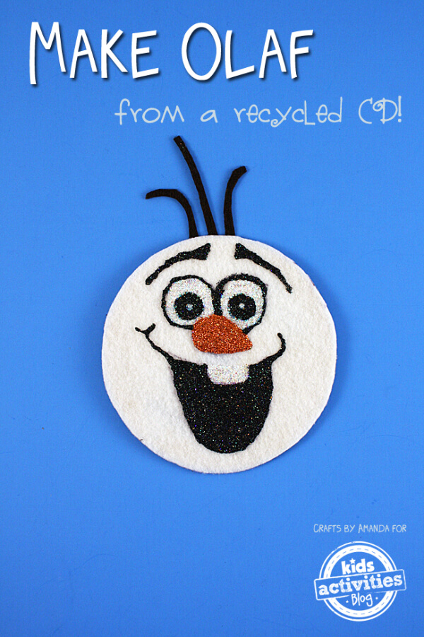 Adorable Olaf Craft Idea Using Recycled CDs
