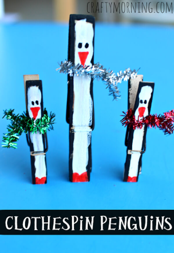 Christmas Clothespin Penguin Craft Ideas for Kids