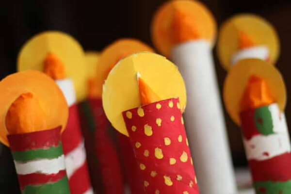 Cardboard Roll Christmas Candle Craft Ideas for Kids