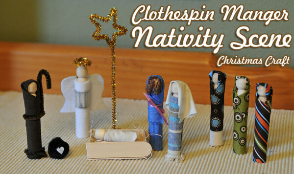Clothespin Manger Nativity Scene Christmas Craft Clothespin Clip Crafts for Christmas