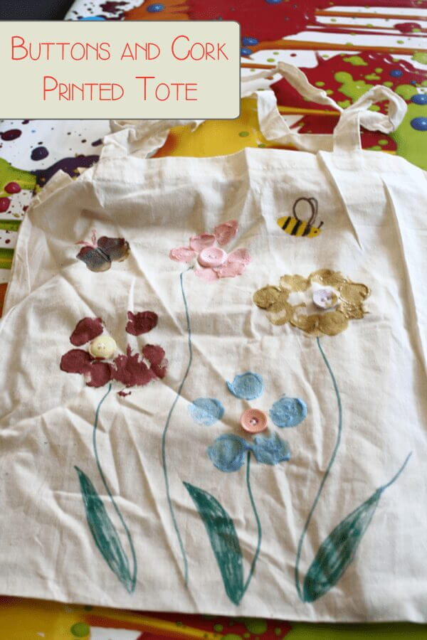 Creative Art Projects For Toddlers & Preschoolers Cork Printed Flower Tote Art For Kids