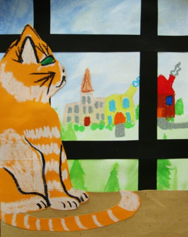 Cute Cat Layered Art For Fourth Grade