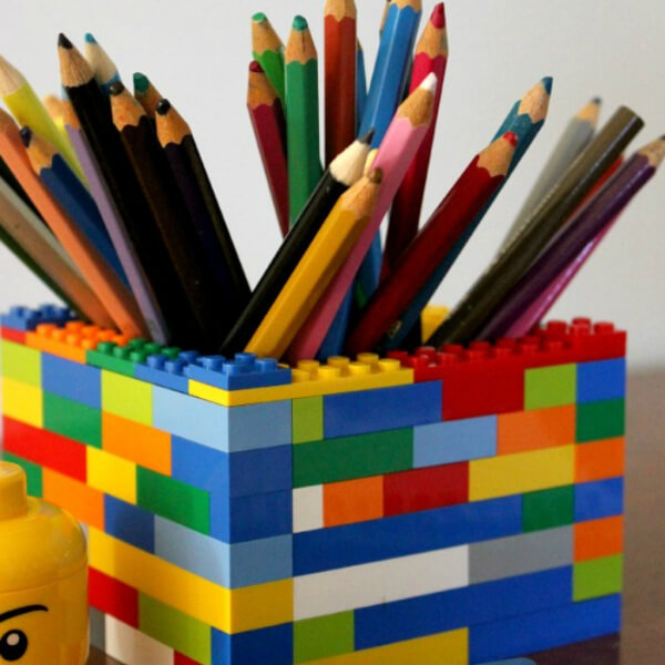 How to Make Lego Pen Holder For Desk Organizer Activity for Kids