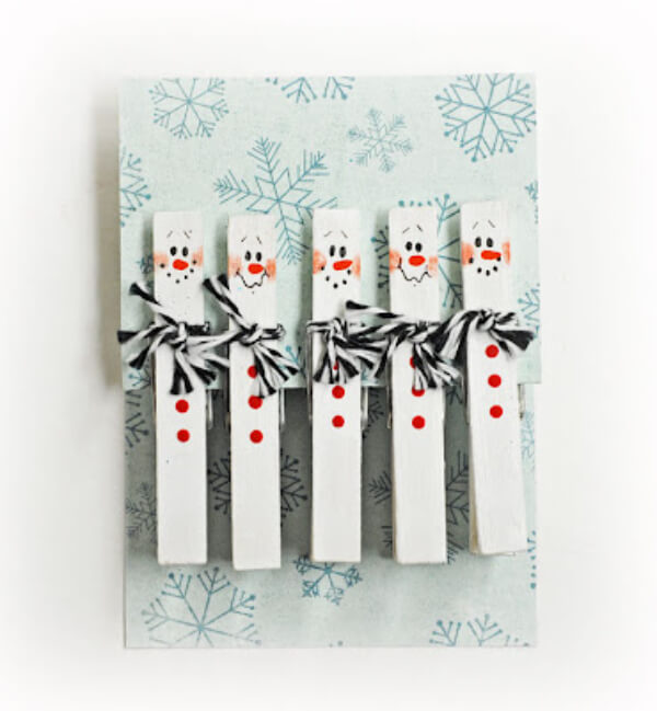 DIY Snowman Clothespins Craft Ideas For Christmas Decoration