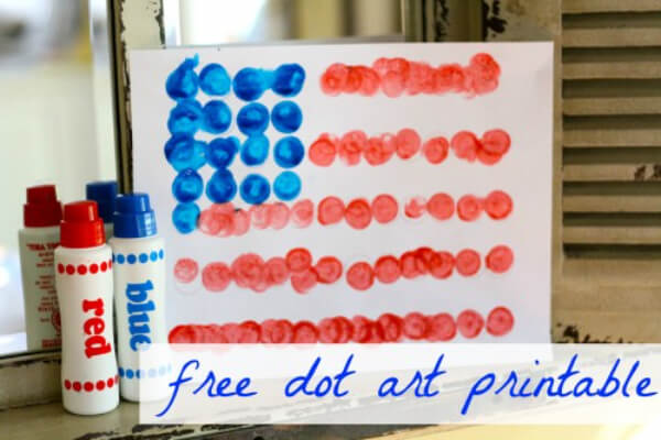 American Flag Crafts For Kids Dot Art Flag Printable Craft For Toddlers