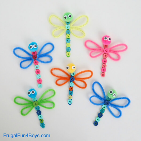 Dragonfly Craft With Button & Pipe Cleaner