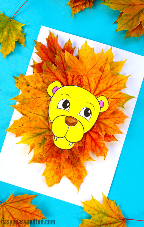 Lion Crafts & Activities for Kids Easy Lion Leaf Craft With Printable Template