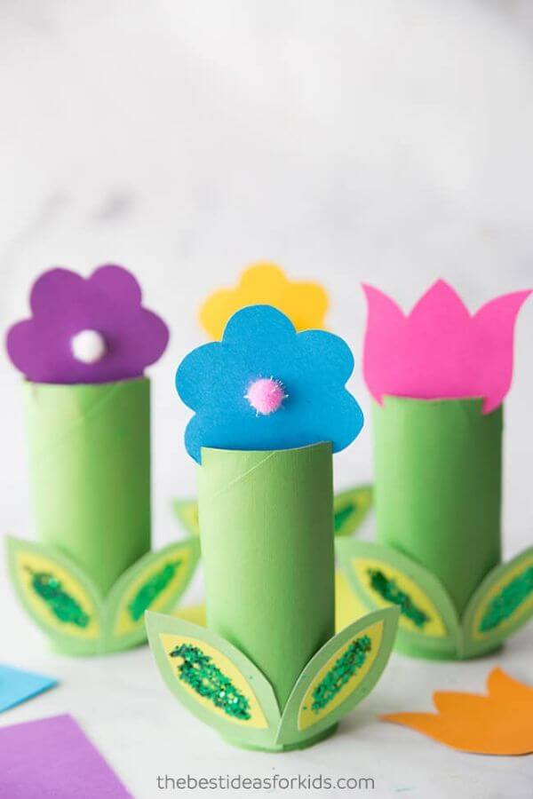 Easy Spring Crafts & Activities for Kids Easy Toilet Paper Roll Flower Craft Ideas