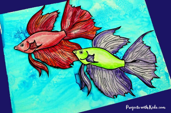 Art Project Ideas for 2nd Grade Easy Watercolor Fish Craft For 1st Grade