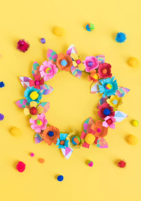Mother's Day Craft Ideas For Kids Simple Egg Carton Flower Wreath For Mother's Day