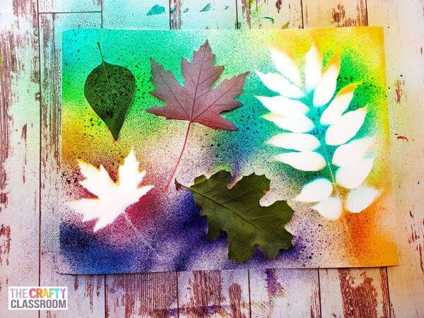Fall leaf Spray Painting Art Project For Elementary Students