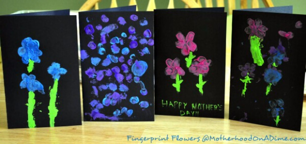 Handmade Fingerprint Flower Card For Mom