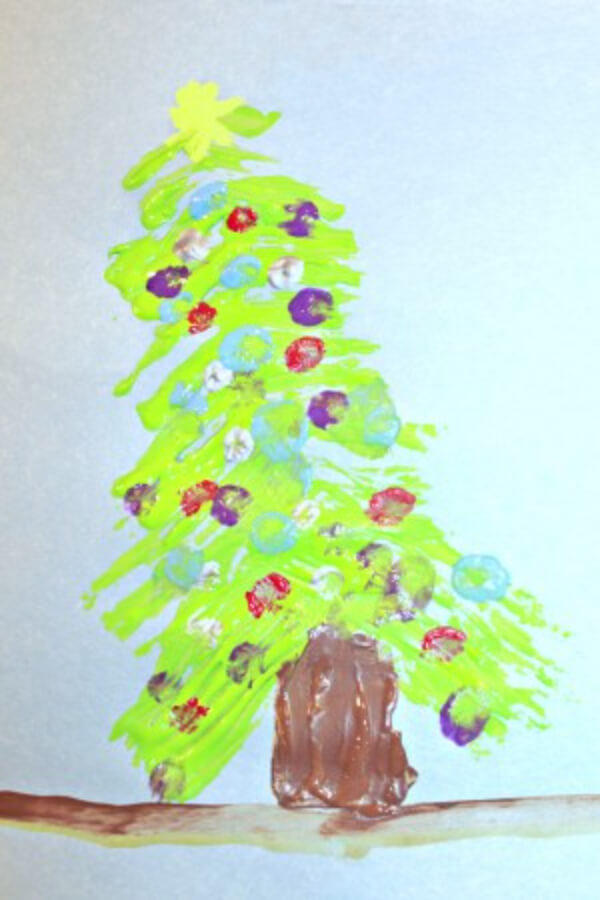 Fork Painted Christmas  Tree Craft Ideas