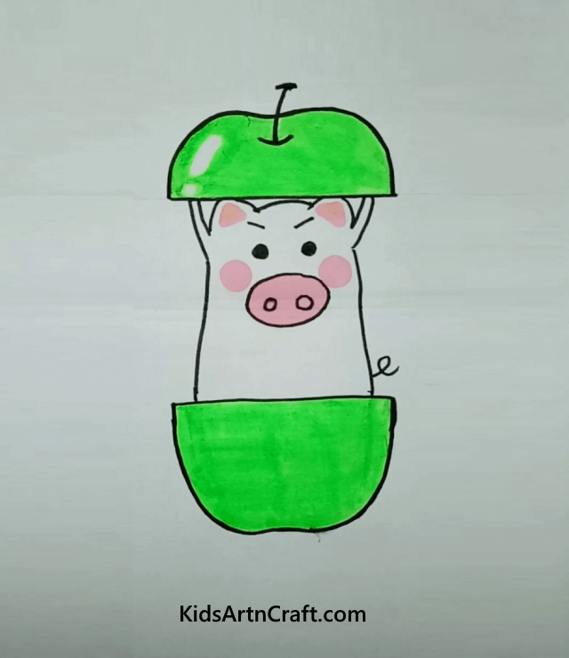 Green Apple Fruits And Vegetables Drawing Project For Kids