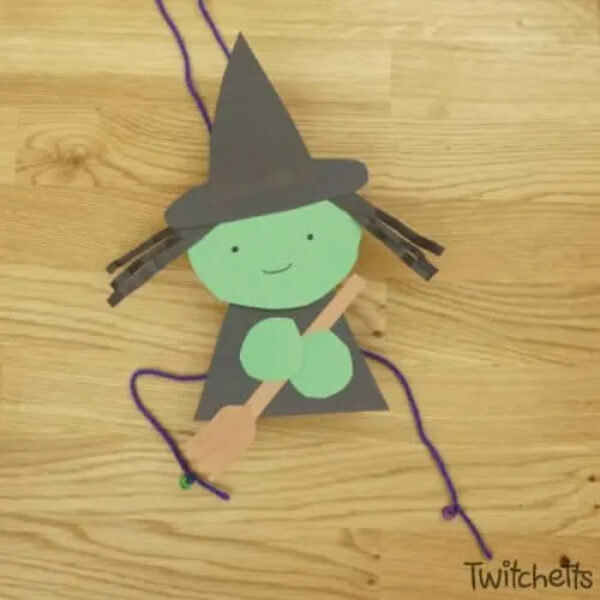 Flying Witch Paper Craft  Ideas For Kids Halloween 