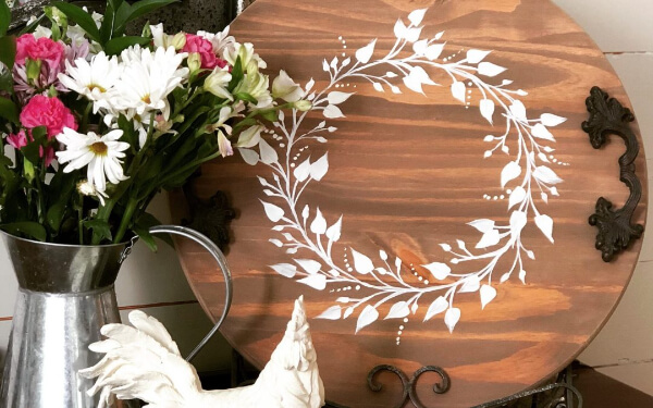 Hand Painted  Homemade Wood Serving Tray