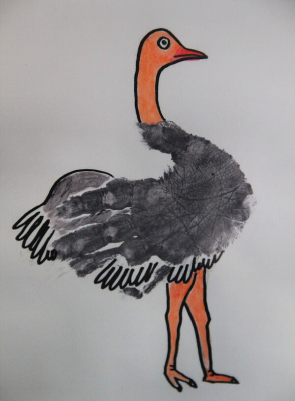 Handprint Ostrich Craft Activities- Kids’ Crafts & Play Featuring Ostriches 