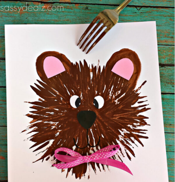 How to Make Bear Painting Using Fork
