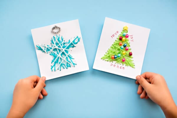 How To Make String Art  Christmas Card Christmas Christmas Art & Craft Ideas for Kids