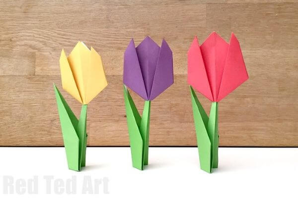 How To Make Origami Tulip Flower For Kids