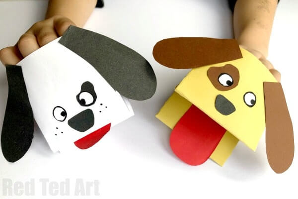 How To Make Paper Dog Hand Puppet Craft Ideas For Kids