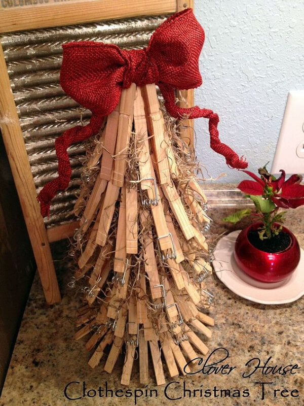 How to Make Woods Clothespin Christmas Tree Clothespin Clip Crafts for Christmas