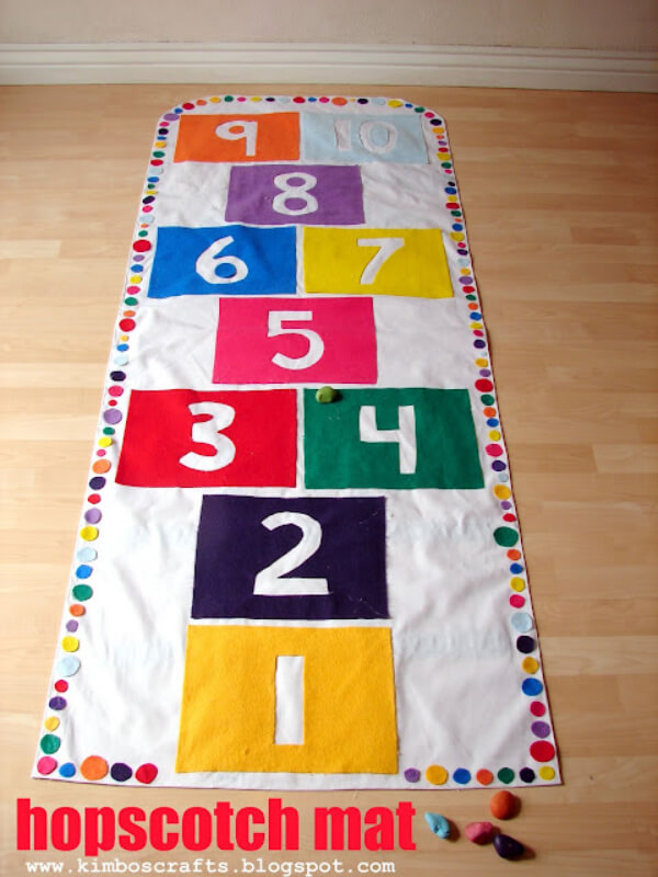 Homemade Toys You Can Make for Your Kids Hopscotch Mat…hot Glue!