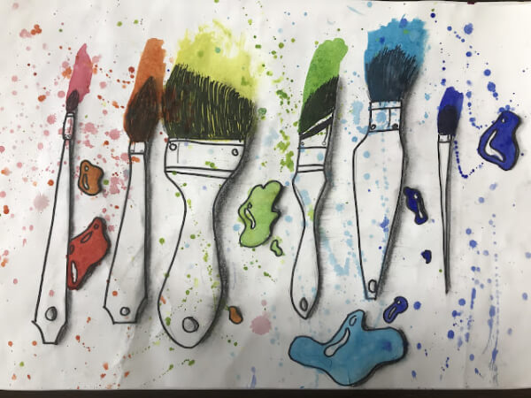 Jim Dine Inspired Paintbrush Art For Kids
