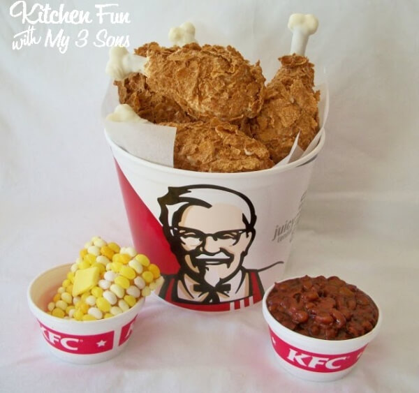 Rice Krispies Treat For Kids KFC Fried Chicken Bucket And Sides…April Fools!