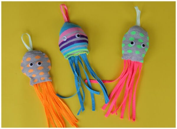 Creative Hanging Octopus Socks Craft Using Cotton & Shoelaces