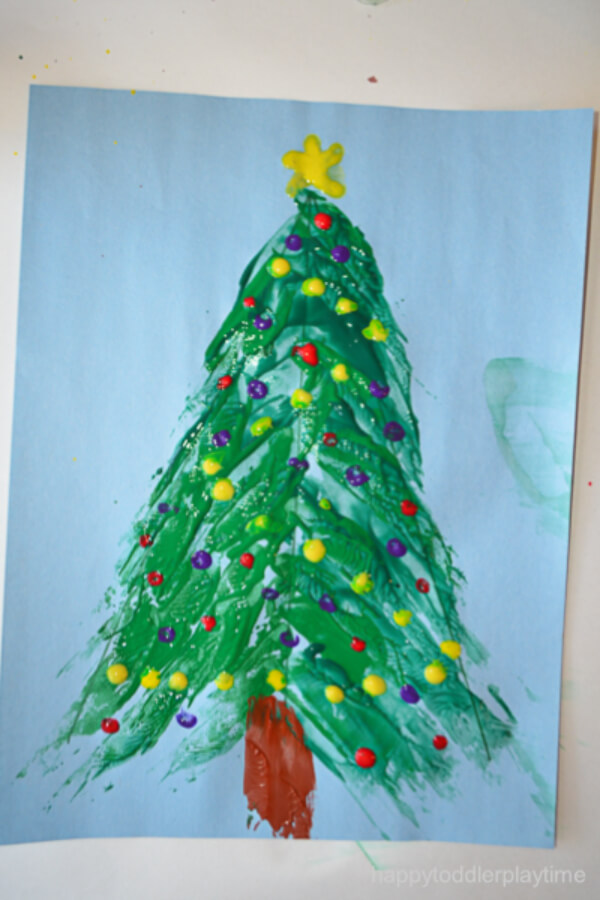 Sponge Painting Ideas for Christmas Knife Painted Christmas Tree