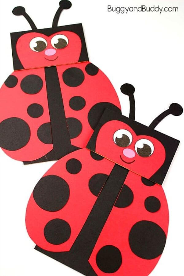 Ladybug Paper Bag Puppet Craft For Kids