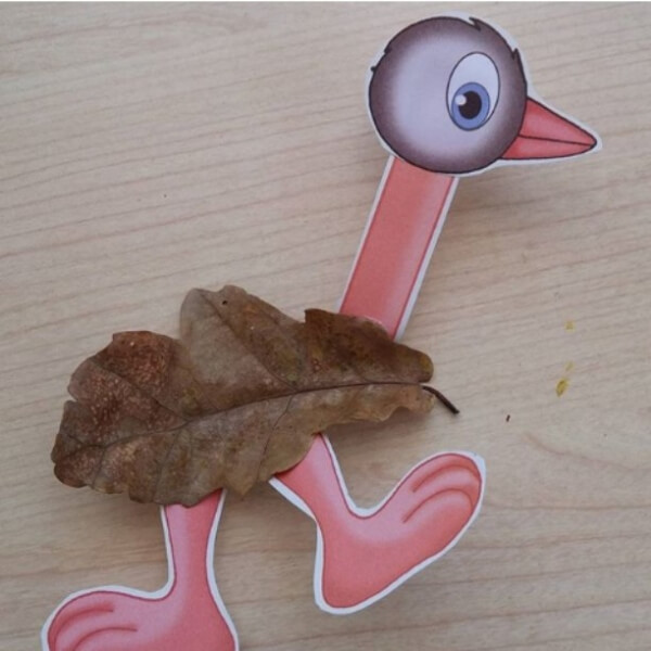 Leaf Ostrich For Preschoolers- Activities & Crafts with Ostriches for Kids 
