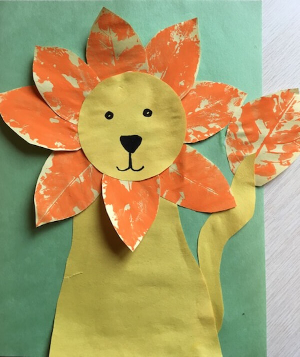 Lion Crafts & Activities for Kids Lion Leaf Stamping Craft Activity For Kindergarten