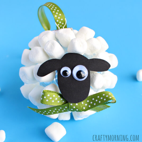 Marshmallow Sheep Christmas Ornament Crafts For kids