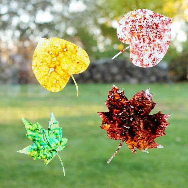 Melted Crayon Leaf Suncatchers Craft For Kids Leaf Craft Ideas For Kids
