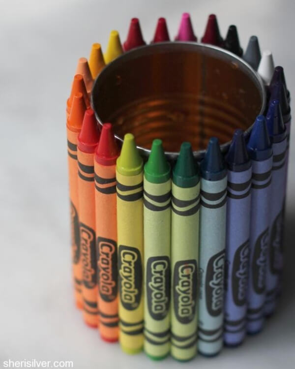 Recycled Tin Crafts Ideas For Kids How To Use Metal Tins - Crayon vase