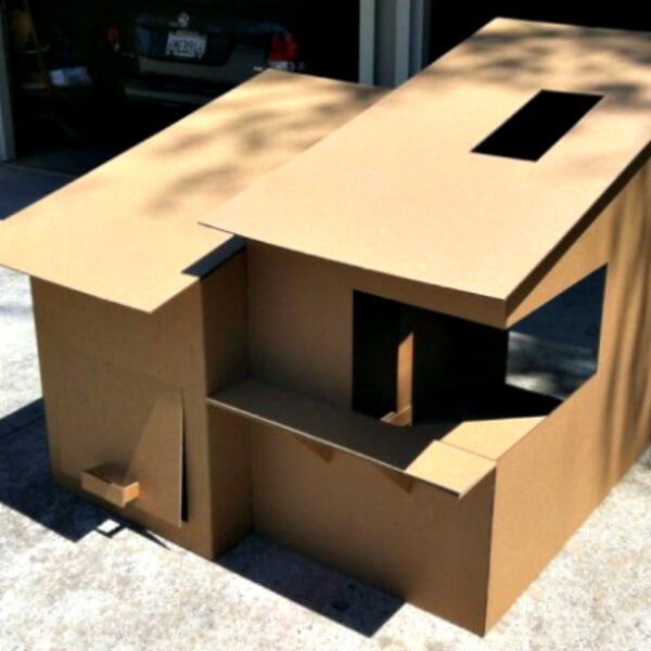 Modern kids Fort from Cardboard