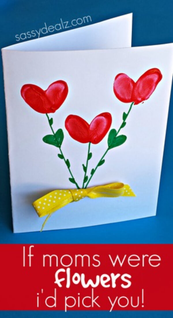 Easy DIY Mother's Day Gifts & Cards Fingerprint Flower Mother's Day Card