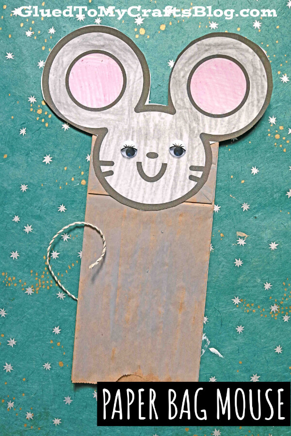 Mouse Puppet Made From A Paper Bag Animal Craft Idea For Kids