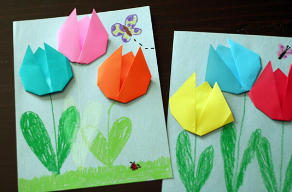 Easy DIY Mother's Day Gifts & Cards Simple Origami Tulips Card For Mom