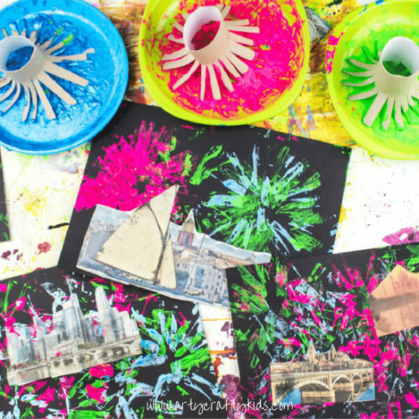 Recycled Crafts That Come From Bathroom Paint Paper Tube Firework Art Project Ideas For Kids