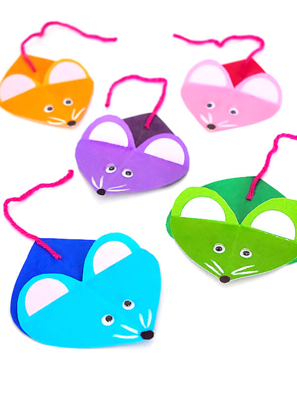 Paper Heart Mice Craft Ideas For Toddlers