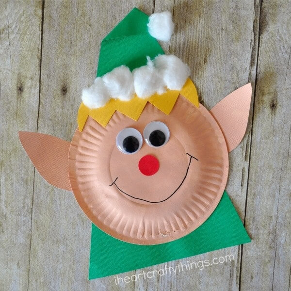 Christmas Elf Craft on Paper Plate For Kids