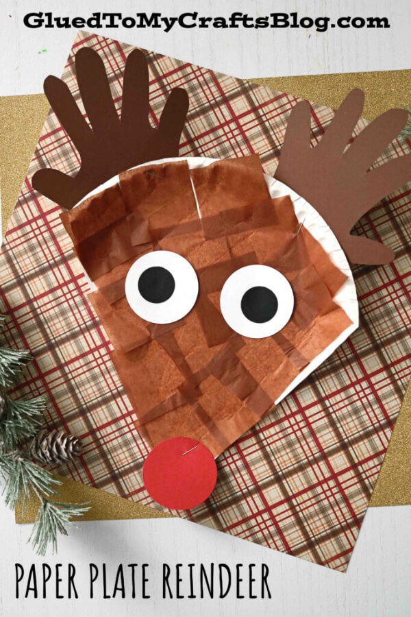 Deer Crafts & Activities for Kids Tissue Paper & Paper Plate Reindeer
