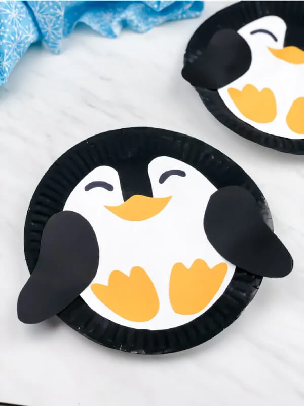 Paper Plate Penguin Animal Craft with Template