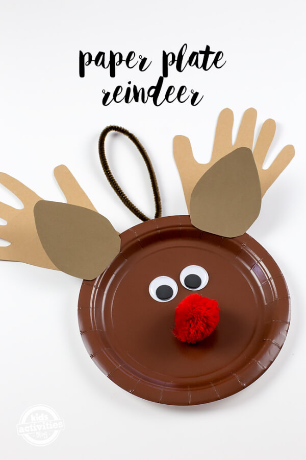 Easy Rudolph the Red-Nosed Reindeer Paper Plate Reindeer Craft